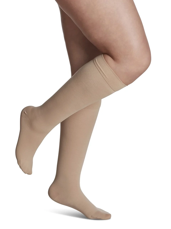 Sigvaris Women’s Essential Opaque Calf with Grip-Top honey color