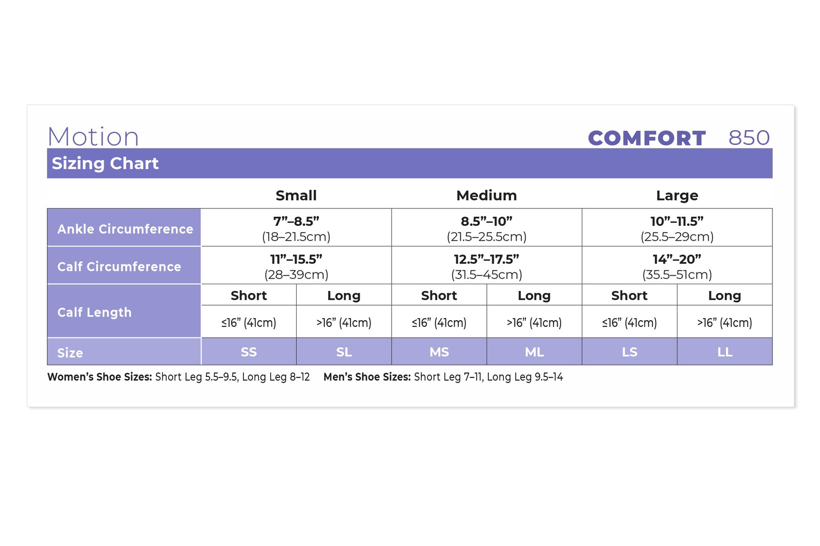 sigvaris motion comfort compression stockings sizing