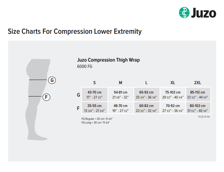 Juzo Reversa Compression Wrap Thigh sizing