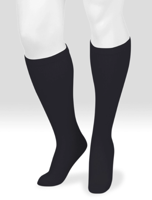 juzo basic casual knee high stockings black