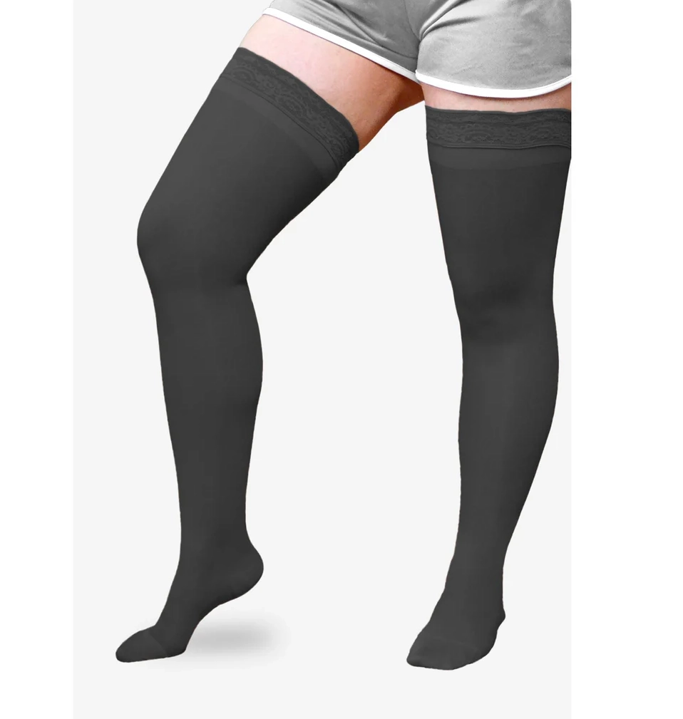 solaris exosheer thigh high compression stockings black