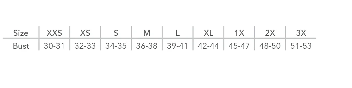 wear ease compression vest size chart