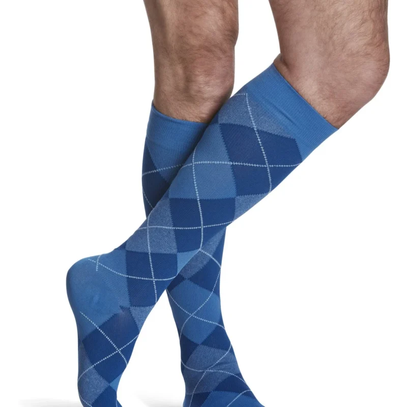 Men’s Microfiber Shades Calf royal blue argyle