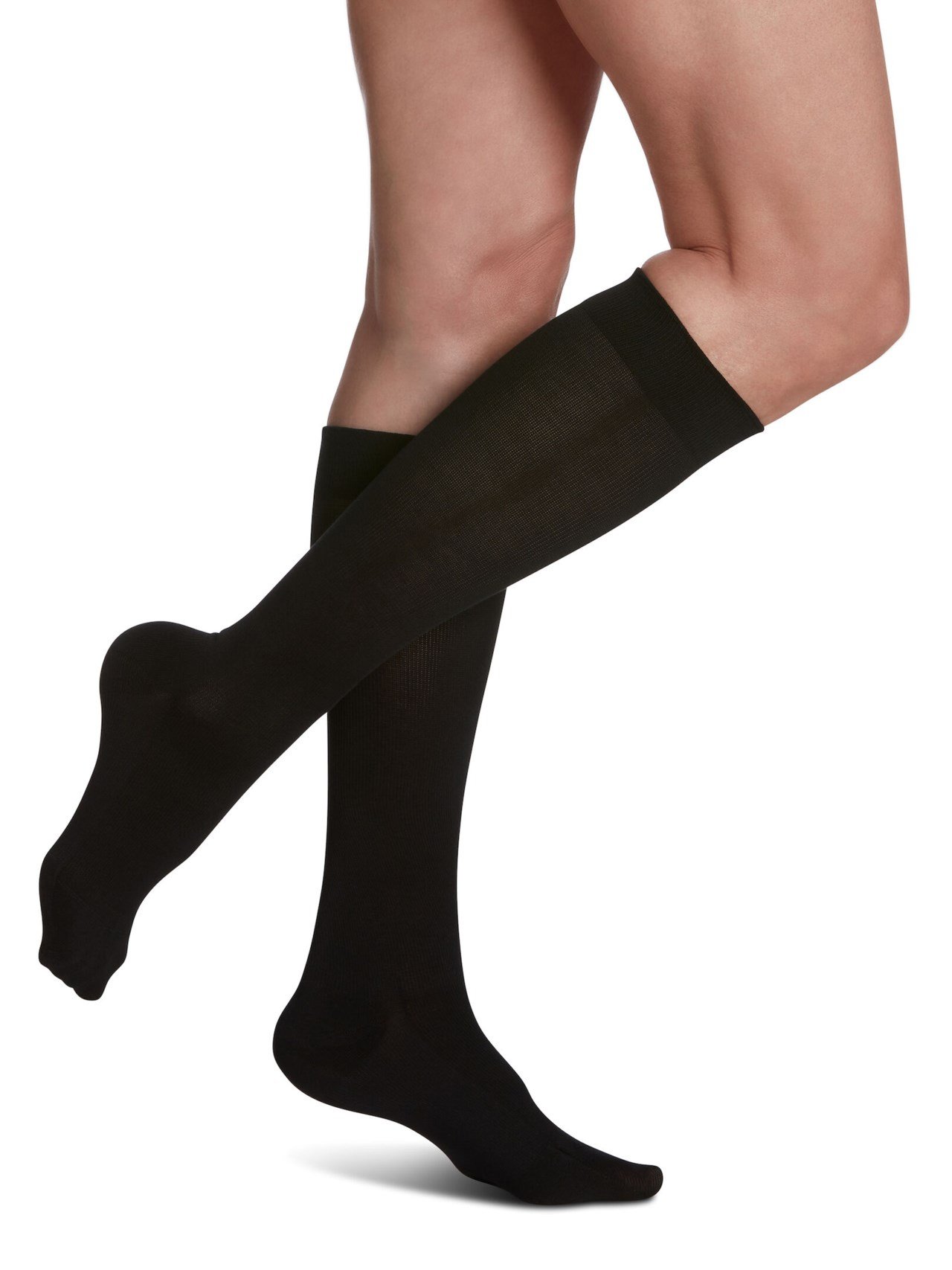 Sigvaris Sea Island Cotton Calf compression socks for Women black color