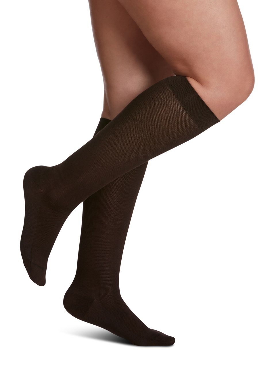 Sigvaris Sea Island Cotton Calf compression socks for Women brown color