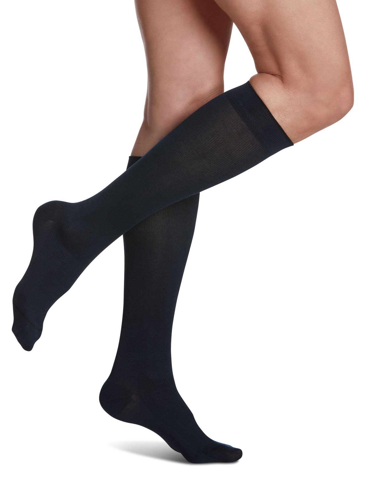 Sigvaris Sea Island Cotton Calf compression socks for Women navy color
