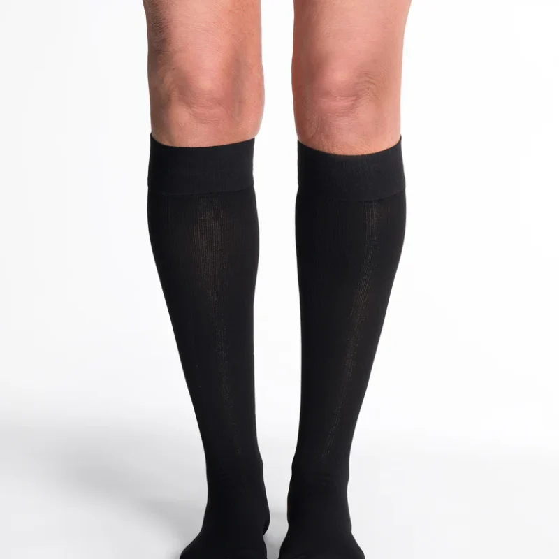 Sigvaris Women's Essential Cotton Calf with Grip-Top black color