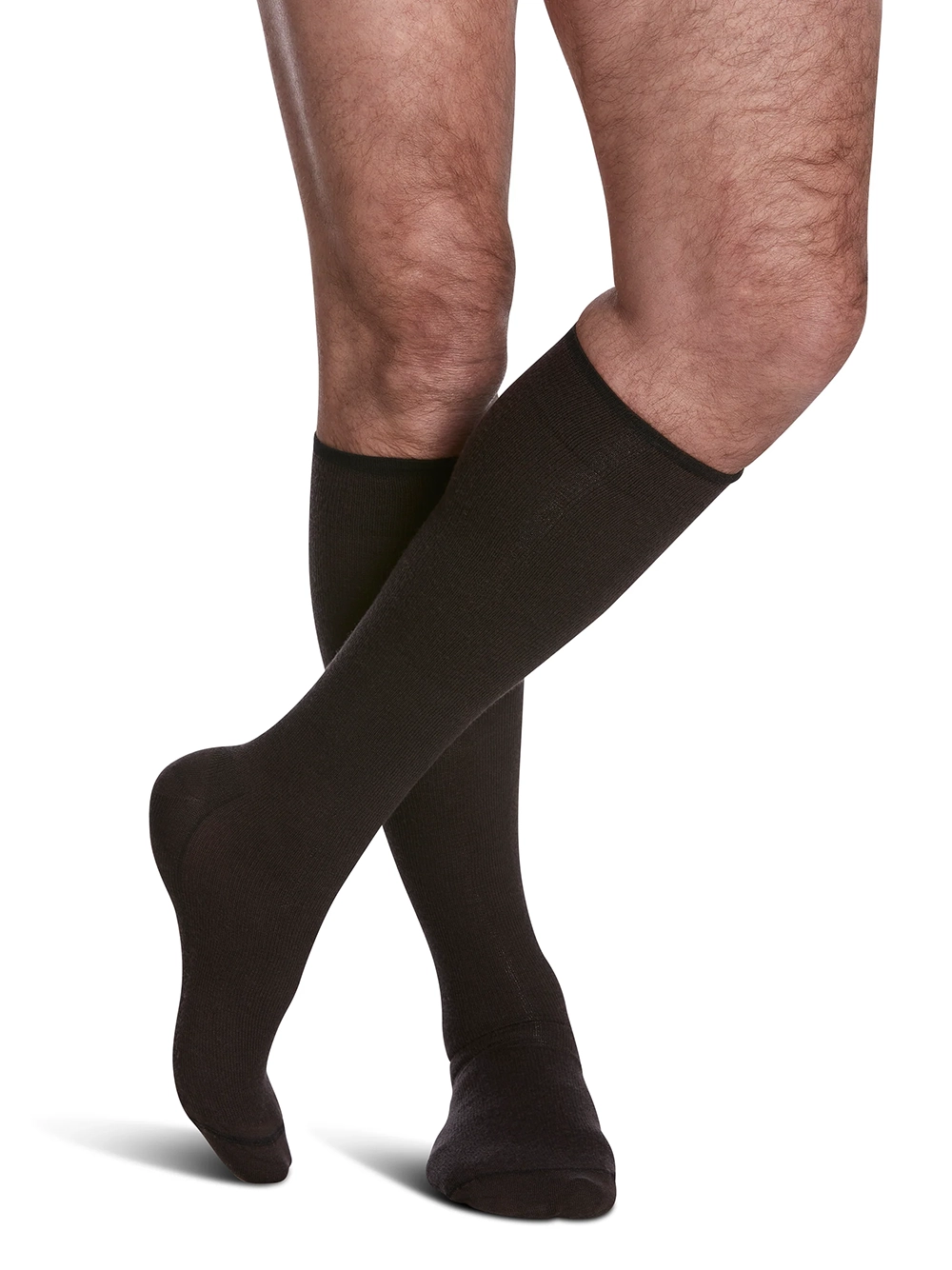 sigvaris men's all season merino wool calf sock brown
