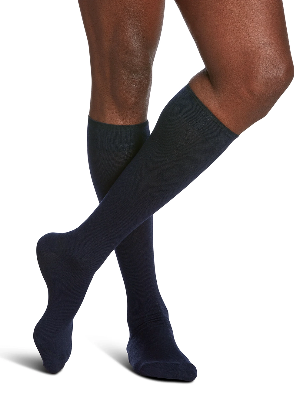 sigvaris men's all season merino wool calf sock navy
