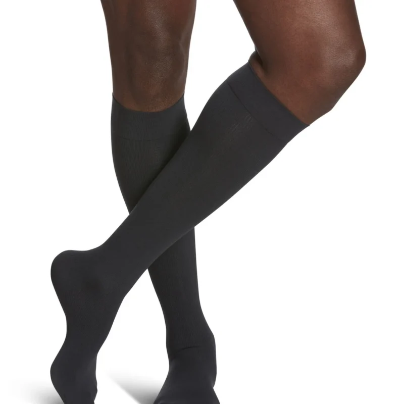 sigvaris men essential cotton calf black mist