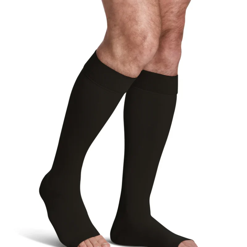 Sigvaris Men's Essential Cotton Calf Open-Toe