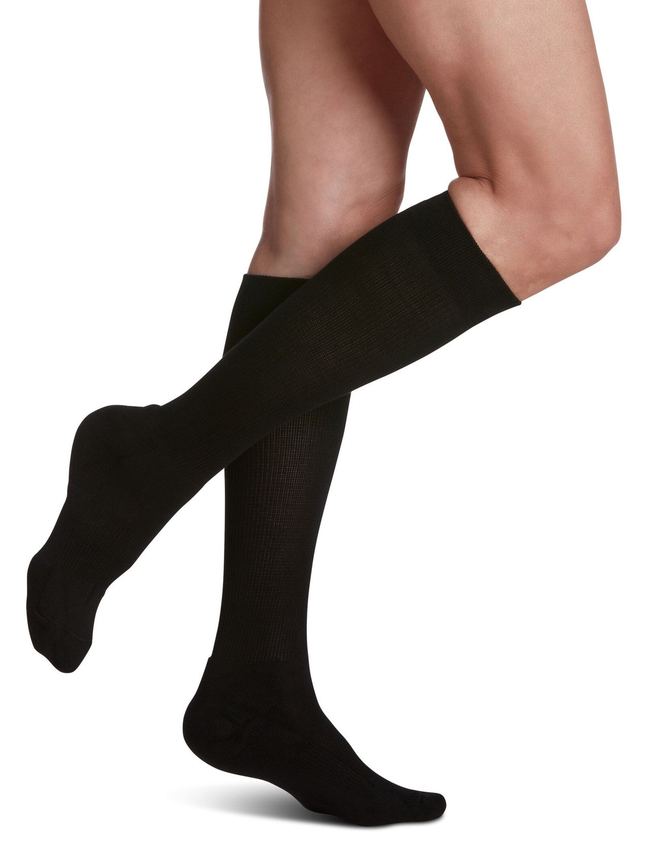 sigvaris womens cushioned cotton calf length socks black