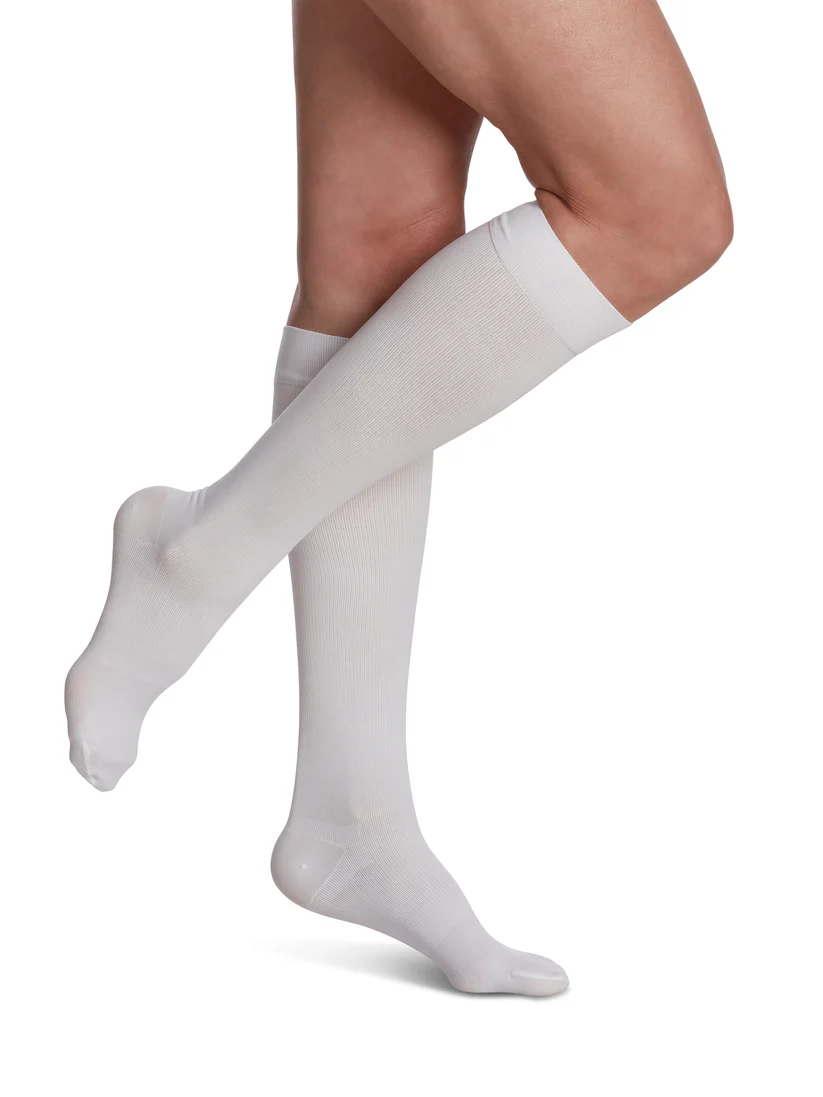 sigvaris womens essential cotton calf compression stockings white