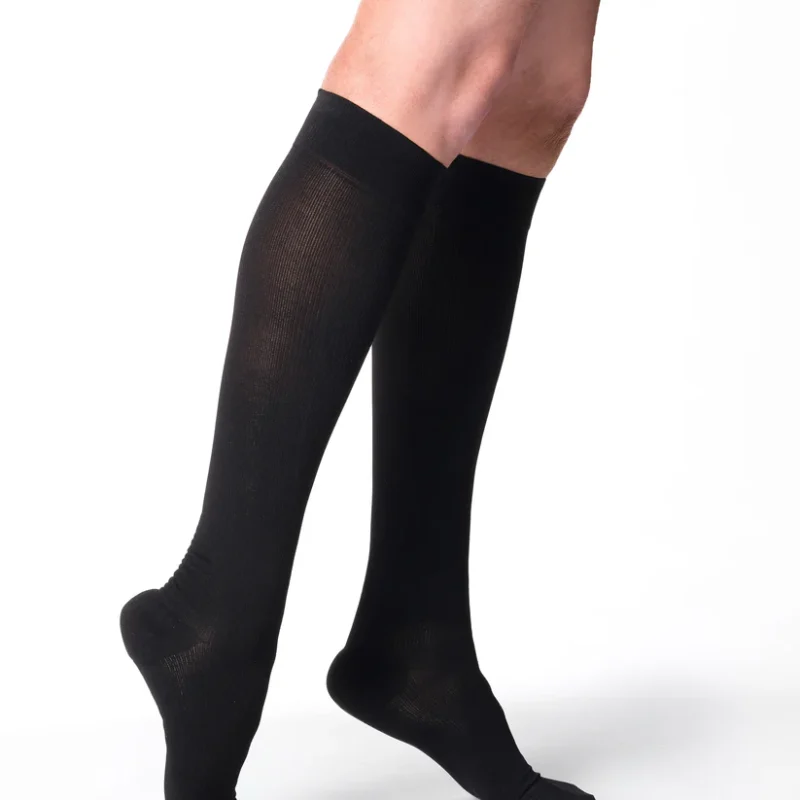 sigvaris womens essential cotton calf black compression stockings