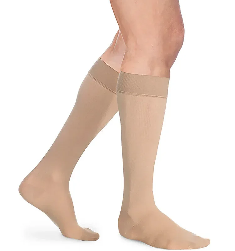 Sigvaris Men’s Essential Opaque Calf with Grip-Top light beige