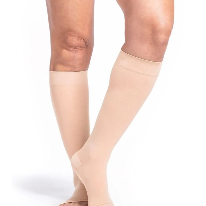Sigvaris Women's Style Sheer Calf Open-Toe honey color
