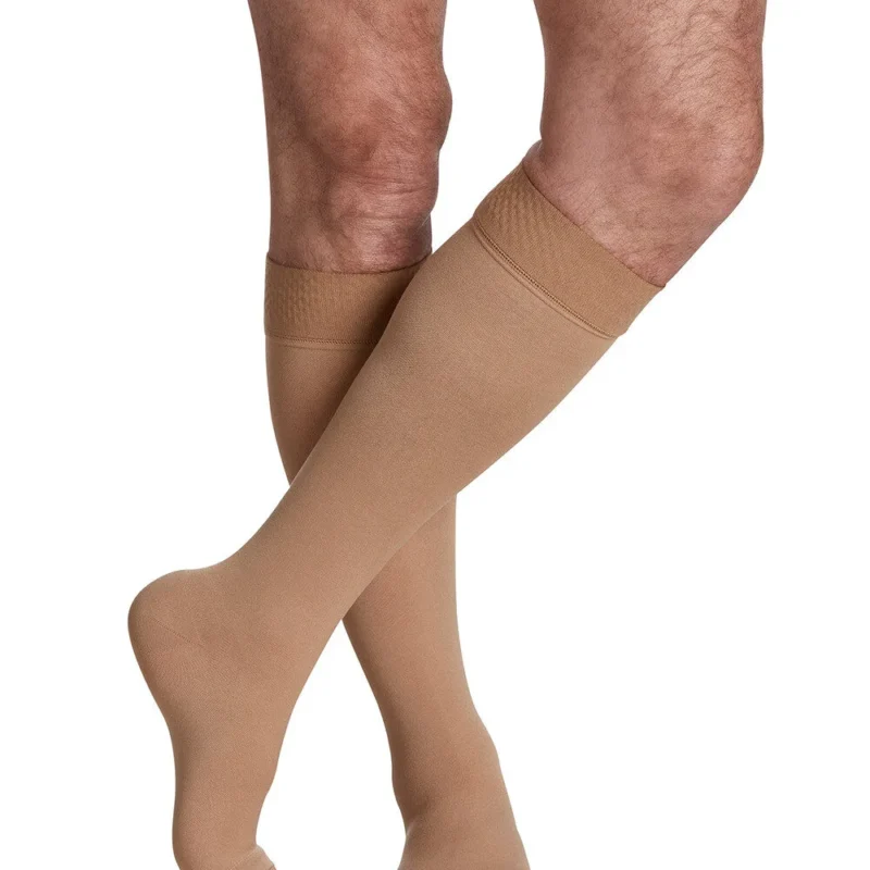 sigvaris Opaque Plus Calf Open-Toe with Grip-Top